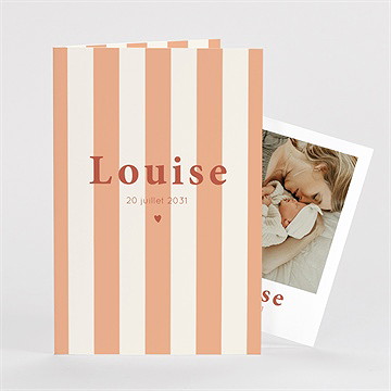 Faire-part naissance rayures estivales plié duo