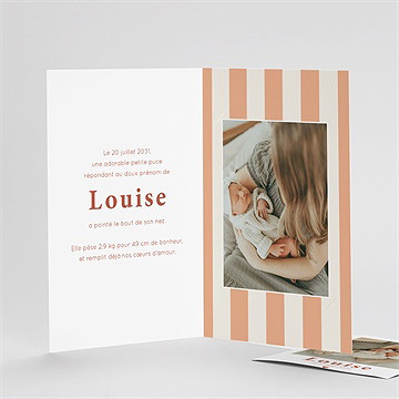 Faire-part naissance rayures estivales plié duo - Détail du remerciement