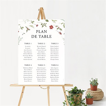 Plan de table mariage ronde fleurie - Mise en situation