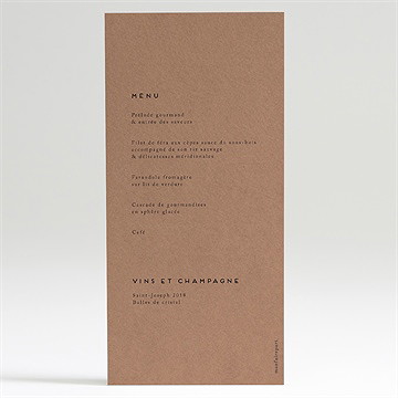 Menu mariage jour j kraft - Dos du menu