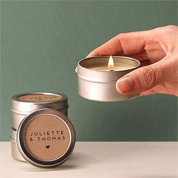 Bougie mariage jour j kraft argent - Bougie allumée
