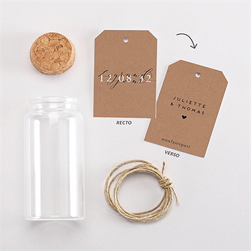 Mignonette mariage jour j kraft étiquette - Vue d'ensemble