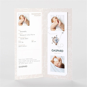 Remerciement naissance premier passeport photomaton - Intérieur du remerciement