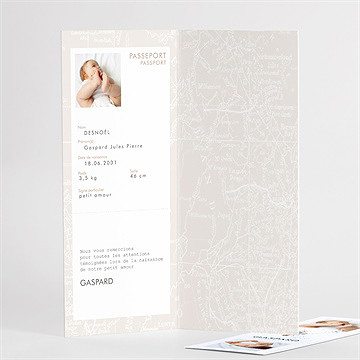 Remerciement naissance premier passeport photomaton - Intérieur du remerciement