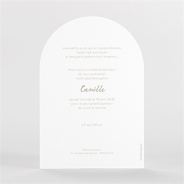 Faire-part naissance vichy arche - Dos du faire-part