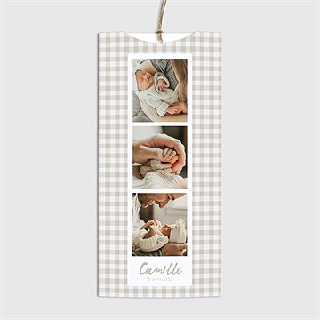 Faire-part naissance vichy pochette duo