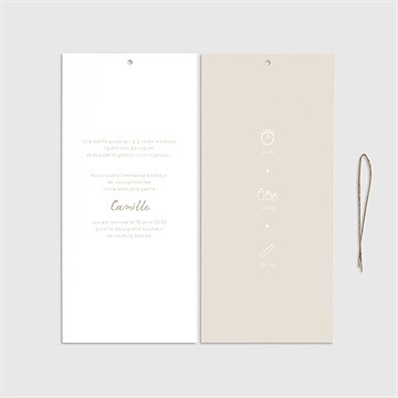 Faire-part naissance vichy pochette duo - Cartes intérieures recto