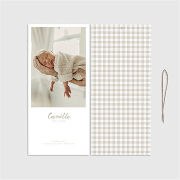 Faire-part naissance vichy pochette duo - Cartes intérieures verso