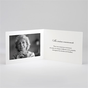 Remerciement décès en douceur plié - Intérieur du remerciement