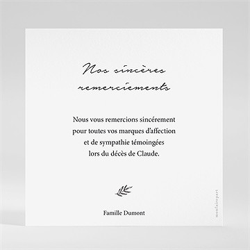 Remerciement décès pour toi carré - Dos du carton
