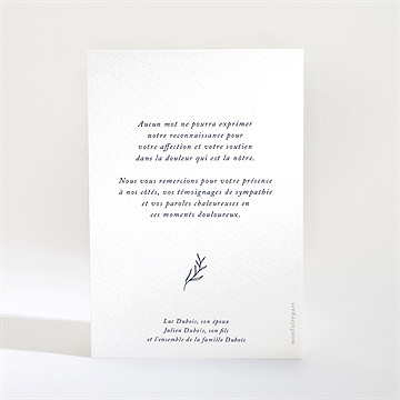 Remerciement décès bougie éternelle portrait - Dos de la carte