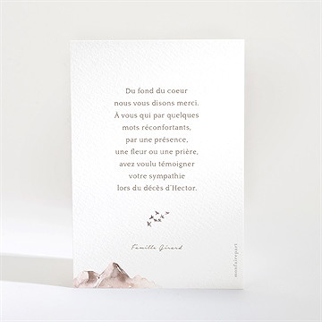 Remerciement décès crépuscule portrait - Dos de la carte