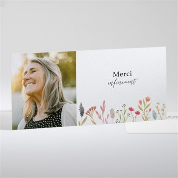 Remerciement décès délicates fleurs paysage