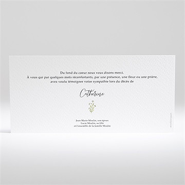 Remerciement décès délicates fleurs paysage - Dos du faire-part