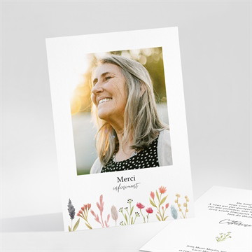 Remerciement décès délicates fleurs portrait