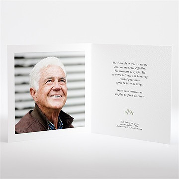 Remerciement décès moderne végétal plié - Intérieur du faire-part