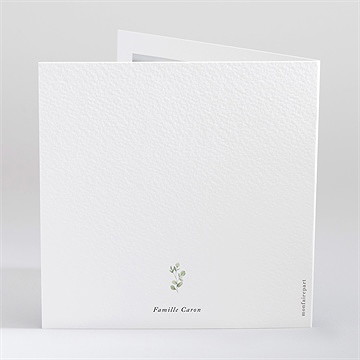 Remerciement décès moderne végétal plié - Dos du faire-part