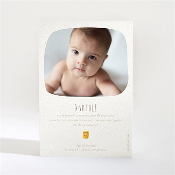 Remerciement naissance ours mondoudou - Dos de la carte