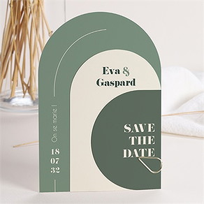 Faire-part mariage tons vert sauge
