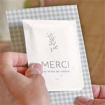 Remerciement naissance vichy avec graines - Mise en situation