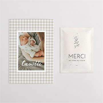 Remerciement naissance vichy avec graines - Vue d'ensemble