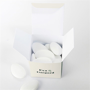 Boîte de dragées mariage tons vert sauge - Intérieur de la boîte