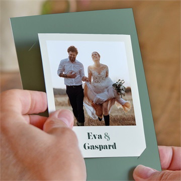 Remerciement mariage vert sauge étui