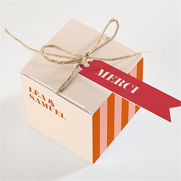 Boîte de dragées mariage orange et fuchsia - Dessus de la boîte