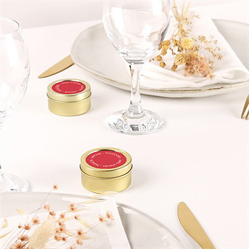 Bougie mariage orange et fuchsia or - Mise en situation