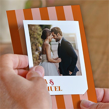 Remerciement mariage orange et fuchsia