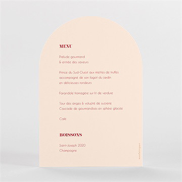Menu mariage orange et fuchsia - Dos du faire-part