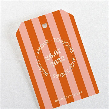 Etiquette mariage orange et fuchsia - Dos de l'étiquette