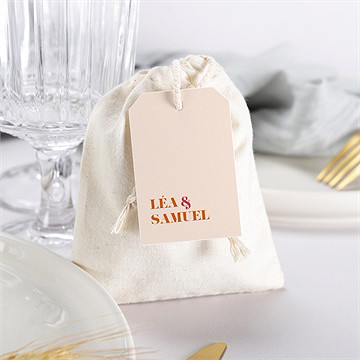 Pochon mariage  orange et fuchsia - Mise en situation