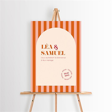 Panneau bienvenue orange et fuchsia