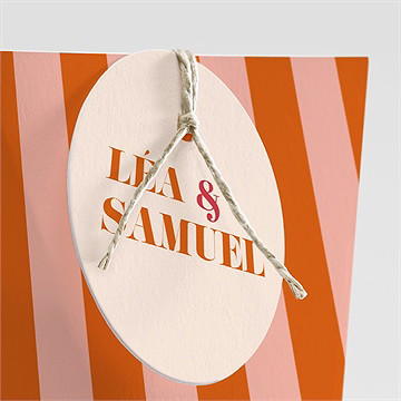 Boîte de dragées mariage orange et fuchsia étui - Détail de la boîte
