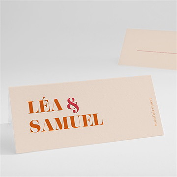 Marque-place mariage orange et fuchsia