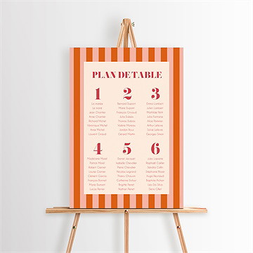 Plan de table mariage orange et fuchsia
