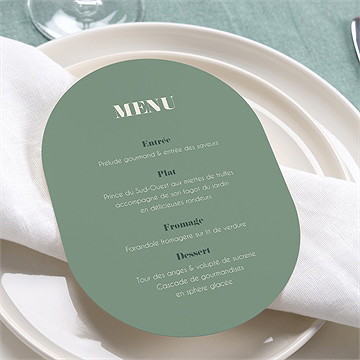 Menu mariage tons vert sauge - Mise en situation