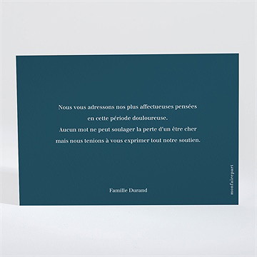 Carte de condoléances décès feuillages buccoliques - Dos du carton