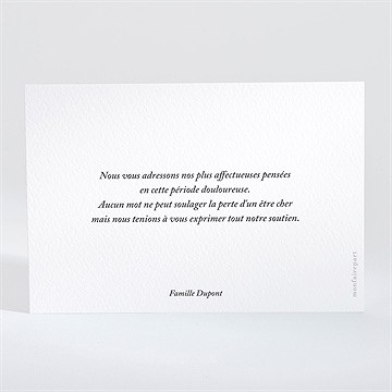 Carte de condoléances décès simple elégance - Dos du carton