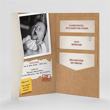 Faire-part naissance dossier confidentiel pochette - Intérieur du faire-part
