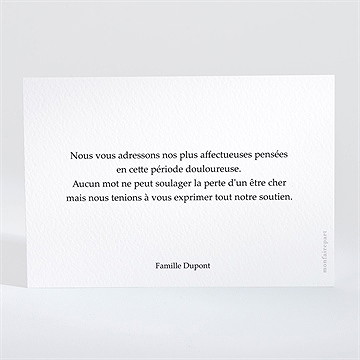 Carte de condoléances décès songes - Dos du carton