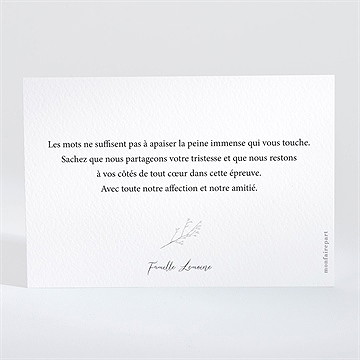 Carte de condoléances décès présent et mémoire paysage - Dos du carton
