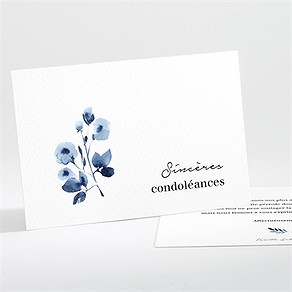 Carte de condoléances décès fleur bleue