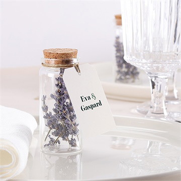 Mignonette mariage vert sauge étiquette - Mise en situation