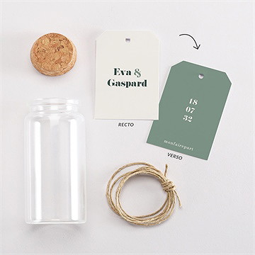 Mignonette mariage vert sauge étiquette - Vue d'ensemble