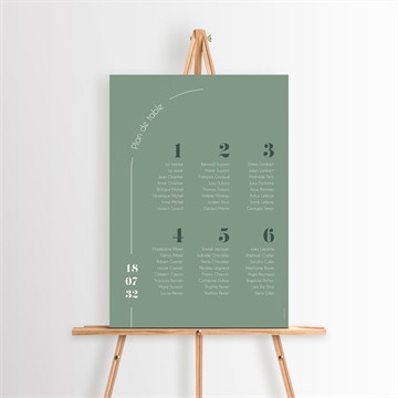 Plan de table mariage vert sauge étui