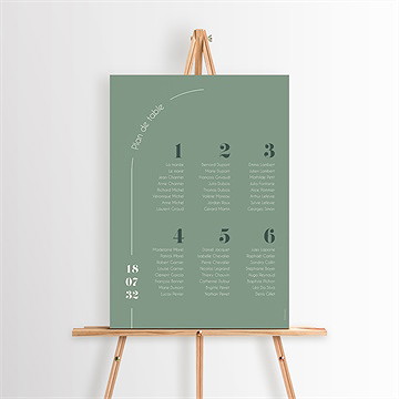 Plan de table mariage tons vert sauge