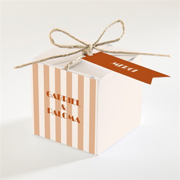 Boîte de dragées mariage terracotta estival pocketfold