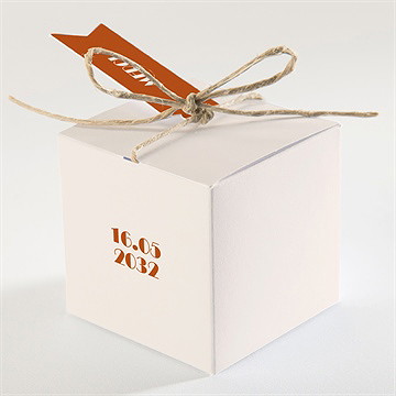 Boîte de dragées mariage terracotta estival - Dos de la boîte